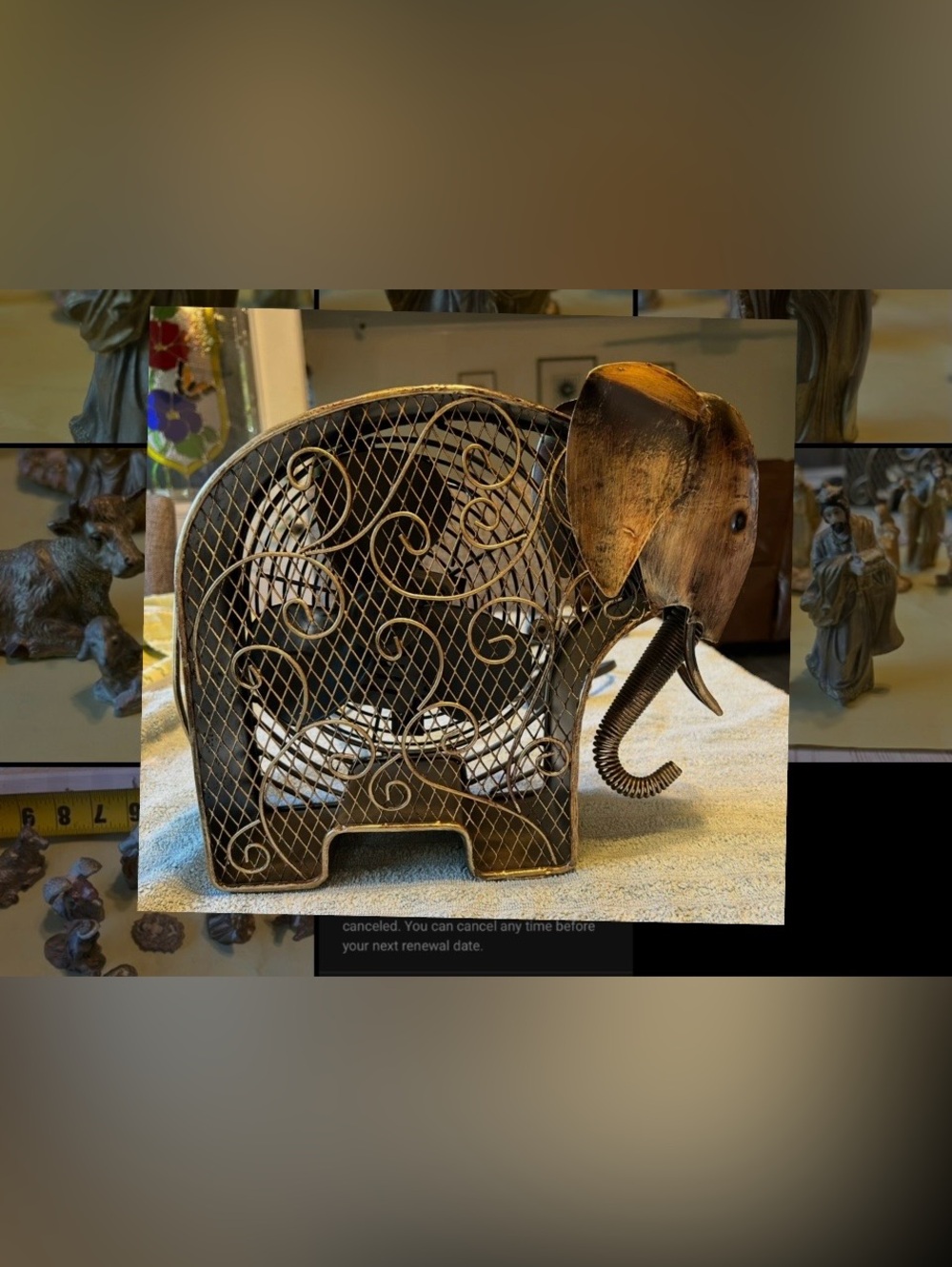 Deco Breeze Elephant Decorative Table Fan. 2 Speeds Works Great. Metal